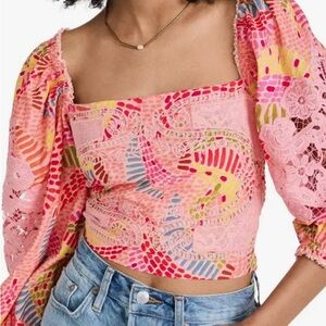 FARM Rio Dotted Bananas Top Women’s Size Small